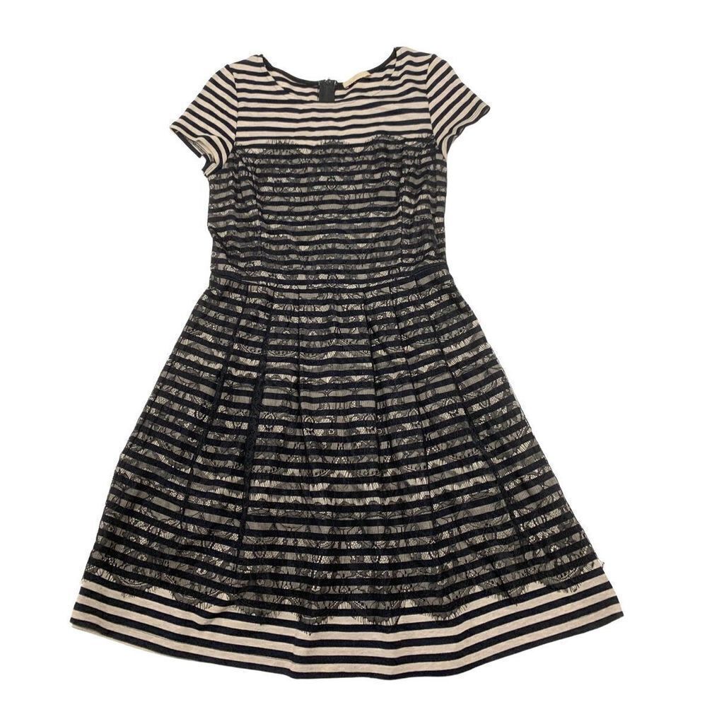 Lace overlay striped dress Bordeaux